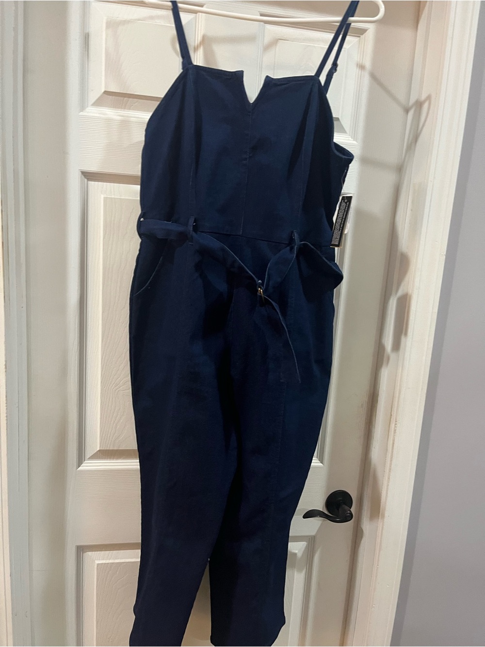 NWT Derek Heart Denim Cropped Wide Leg Jumpsuit - 1x